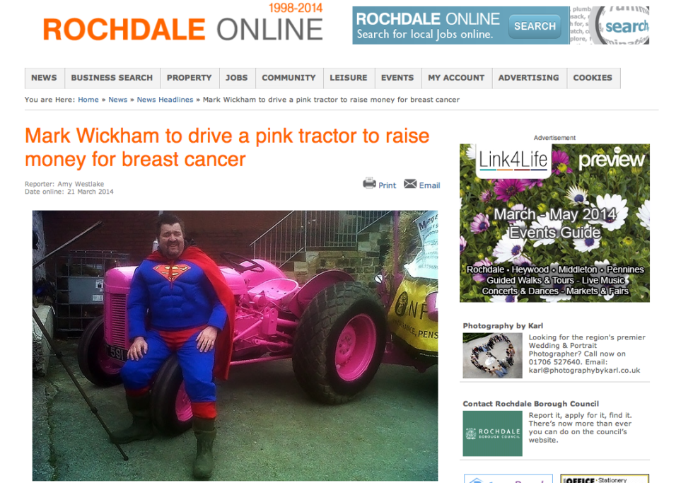 Stålmannen på rosa Grålle mot bröstcancer