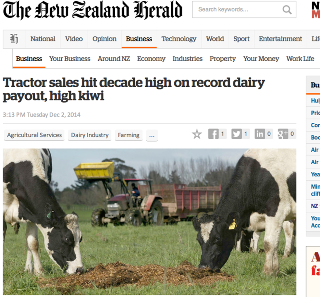 Bra traktorförsäljning i Nya Zeeland