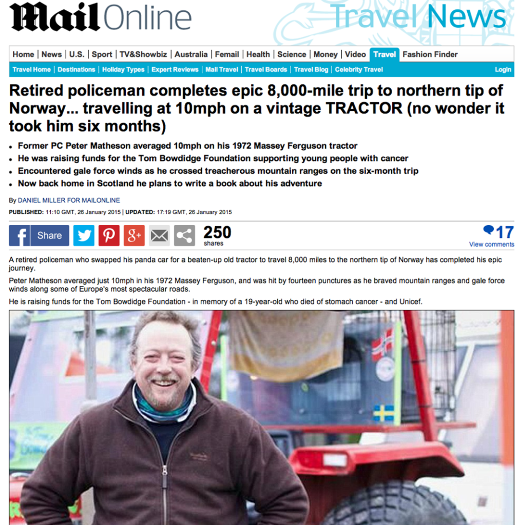 Peter gjorde 1 287-mils traktortur