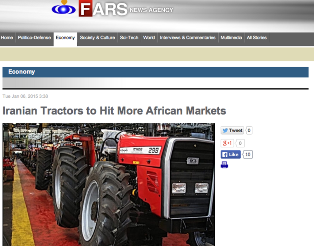 Iranska traktorer för Afrika