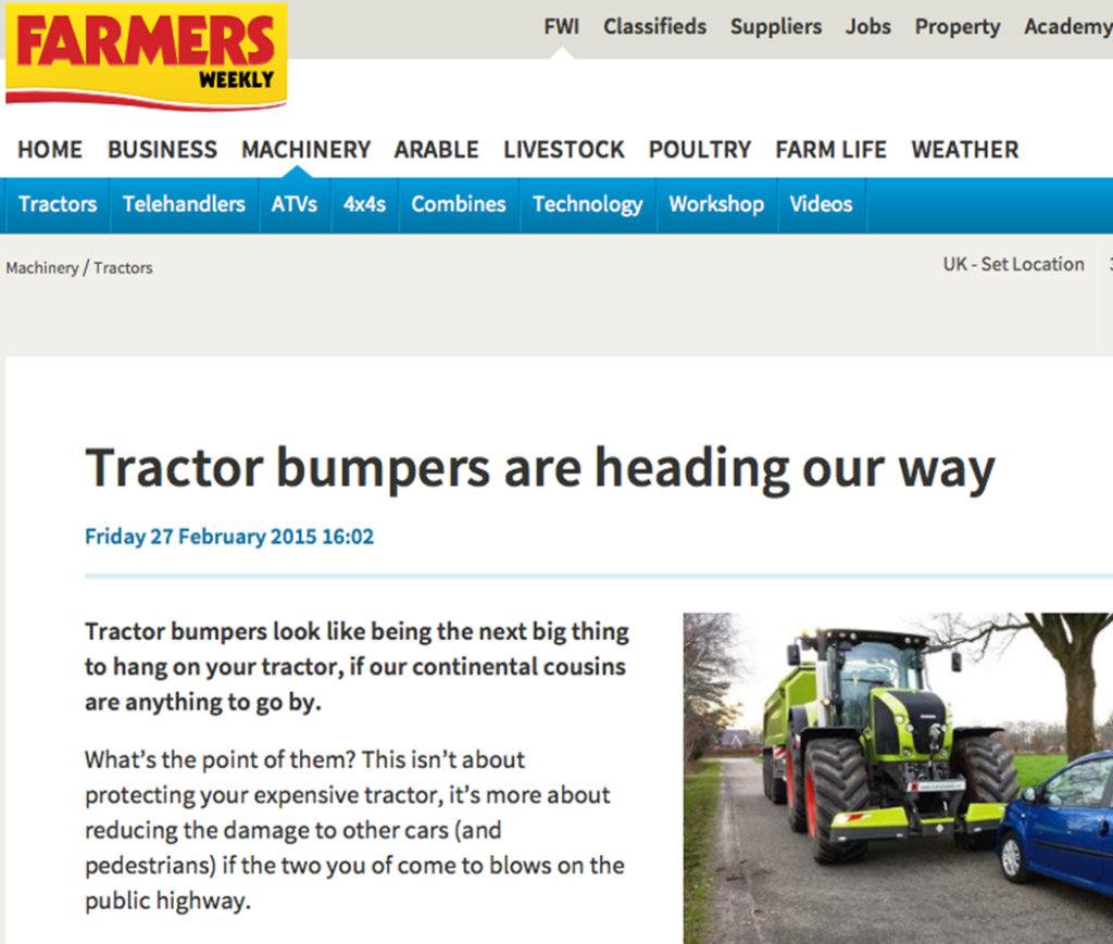 Medtrafikanter får skydd av traktorkofångare