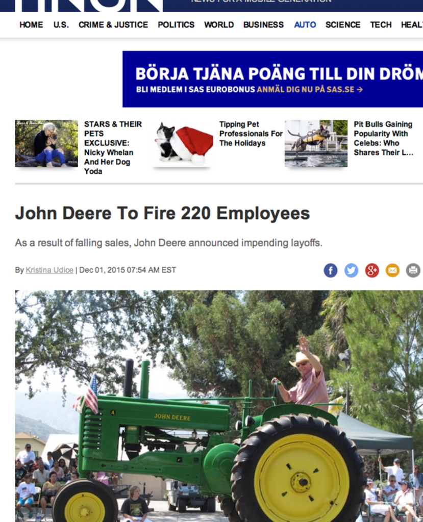 John Deere säger upp 220 pers