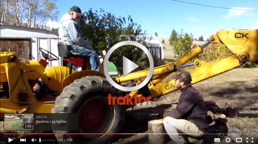 SÅ blir traktorgrävaren vedklyv!