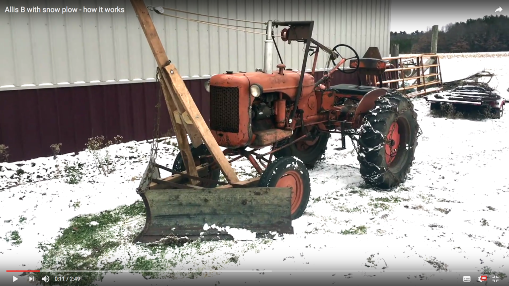 Allis B med hembyggd snöplog